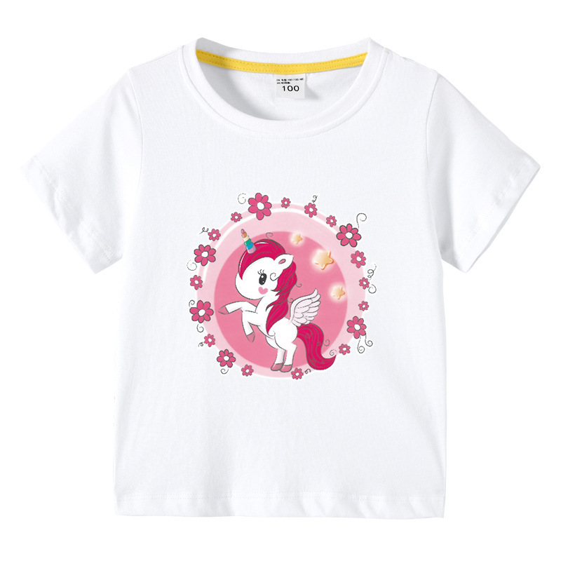 Unicorn children's summer outfit short sleeved T-shirt — image 3