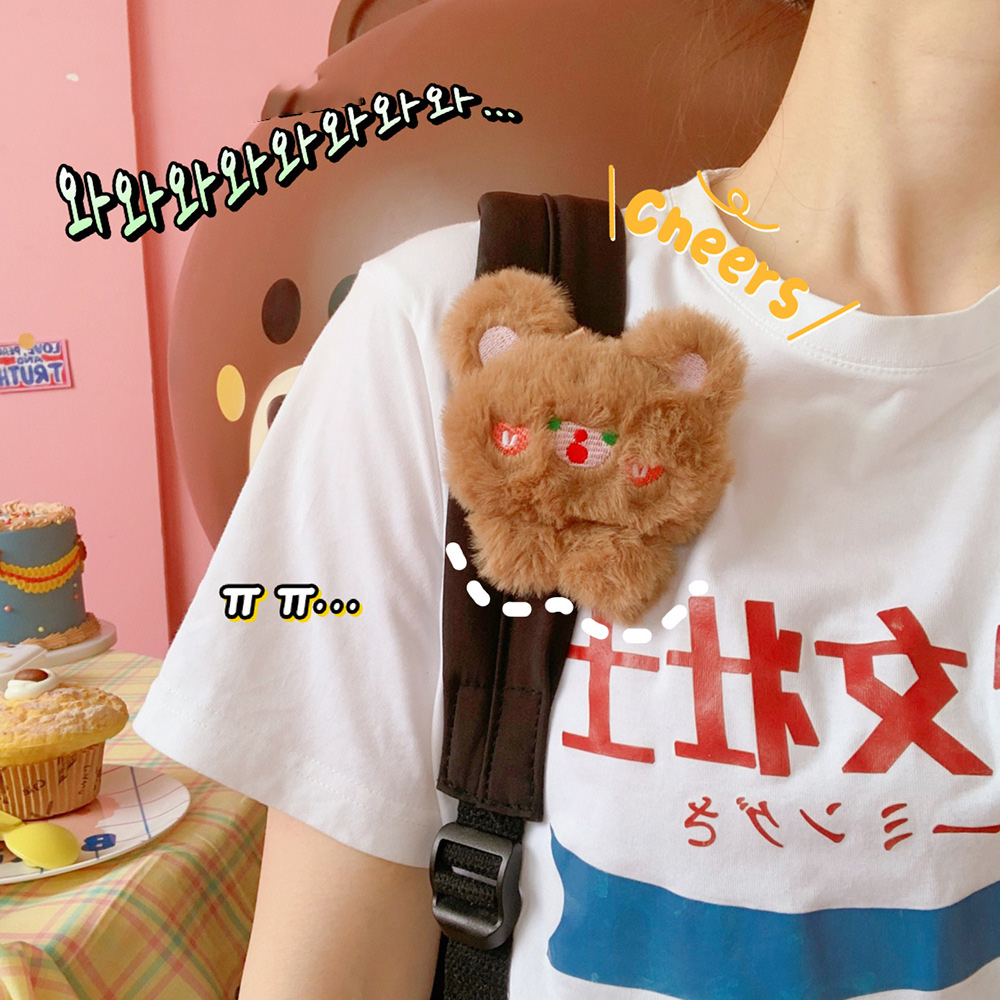 Ins Cute Soft Bear Pin Jewelry Plush Three-Dimensional Sweet Student School Uniform Brooch Bag Pendant — imagen 2