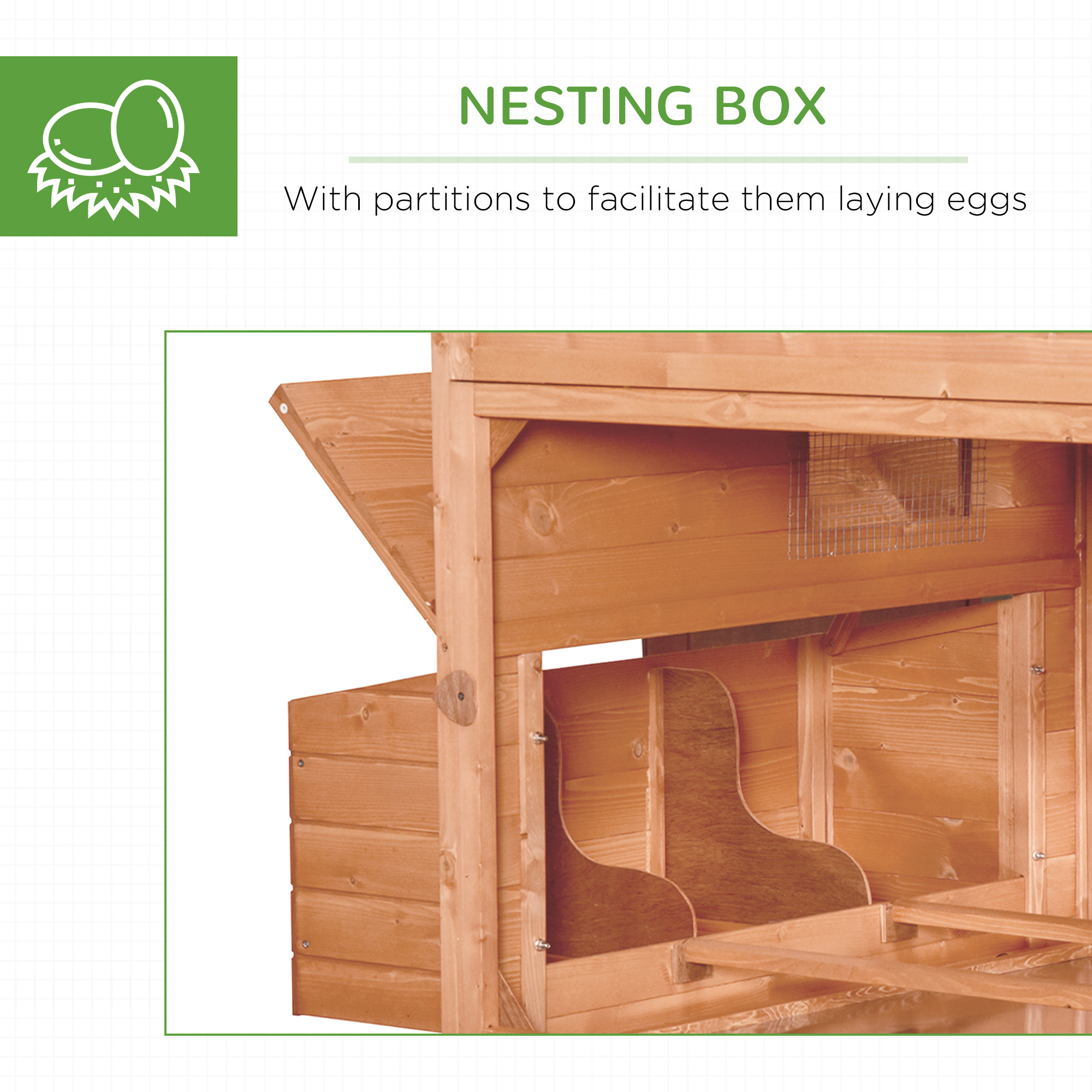 137 Chicken Coop For 8-10 Chickens, Wood Chicken House, Lockable Chicken Coop Kit With Nesting Box & Run, For Backyard, Orange — image 5
