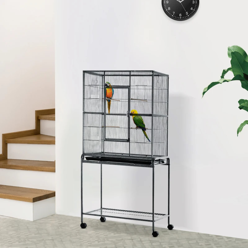 Caja Alimentadora de Metal Rueda para Pájaros con Pieza Desmontable, Estante de Almacenamiento, Percha de Madera y Contenedor de Comida — imagen 10