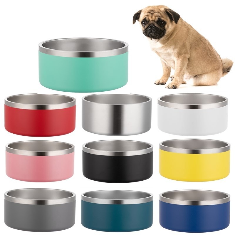 Bol de Alimento Canino Grande Capacidad Acero Inoxidable Redondo con Dos Capas y Vacío para Perros Comida No Deslizante