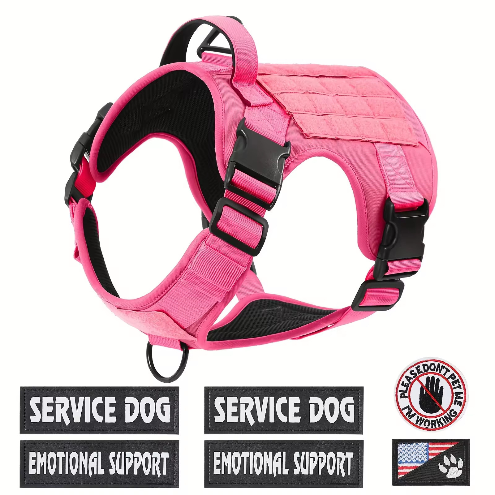 Vestido de Táctico para Perros Servicio - Arnesón Reflejo Ajustable con Corchete Metálico para Caminatas y Entrenamiento — imagen 9