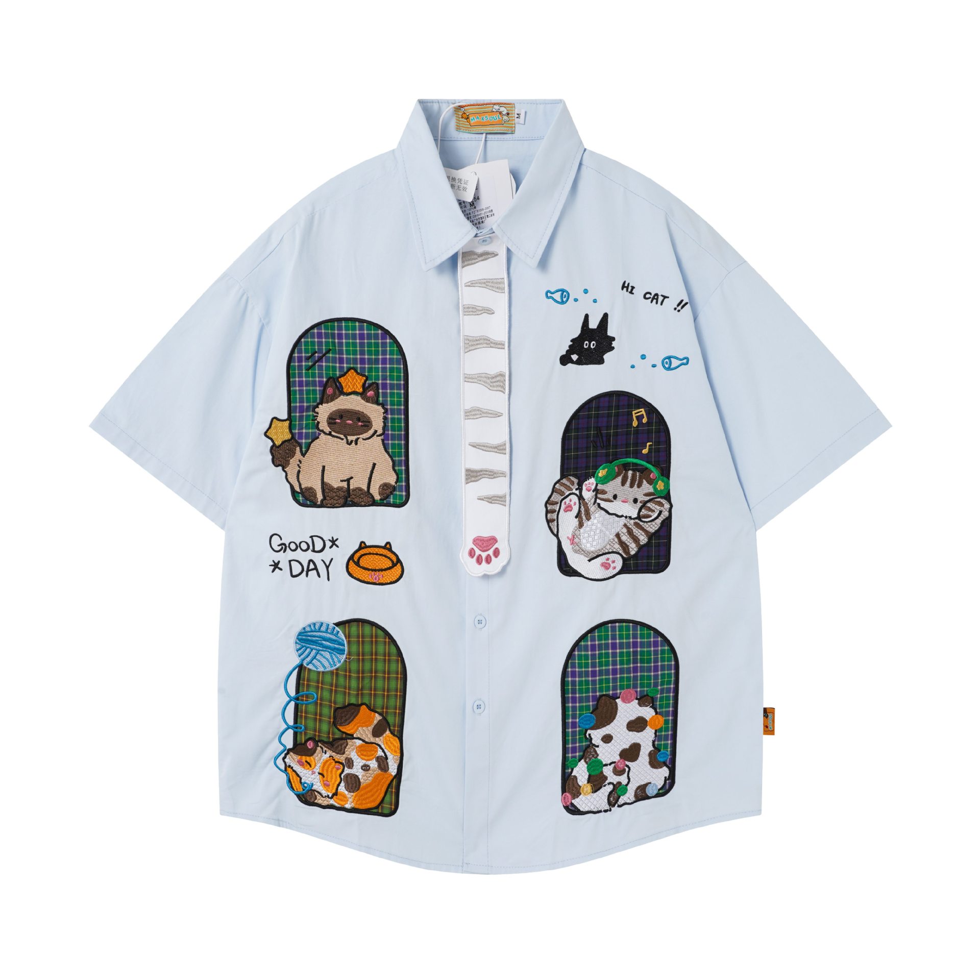 Cat Window View Embroidered Short Sleeve — image 4