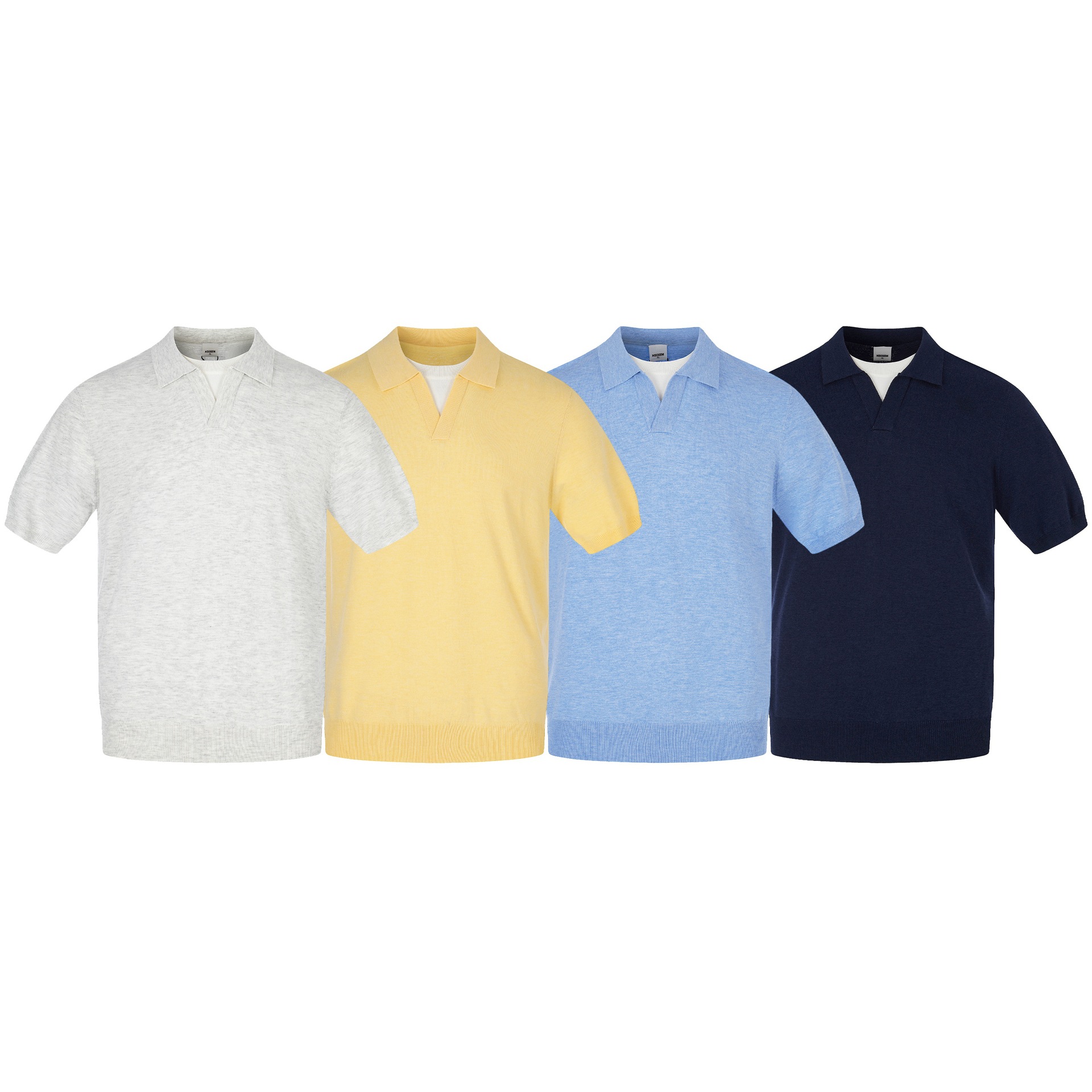 Casual Vintage-inspired Two-piece Look Loose Seagull Neck Knit Short Sleeve T-shirt for Men — image 6