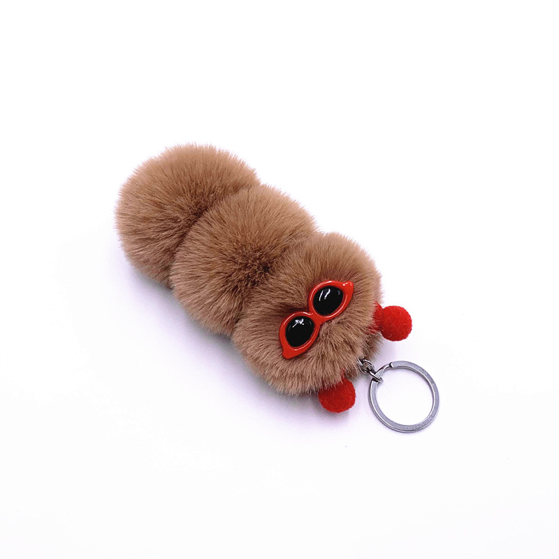 New Cute Caterpillar Key Chain Cute Candy Color Cartoon Plush Bag Pendant Car Key Chain Accessories — image 11