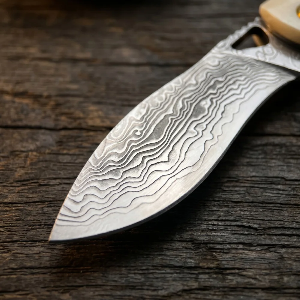 EDC Climbing Emergency Tools Damascus Outdoor Camping Essential Portable Folding Knife with Lanyard Preferred Fishing Mini Knife — image 3