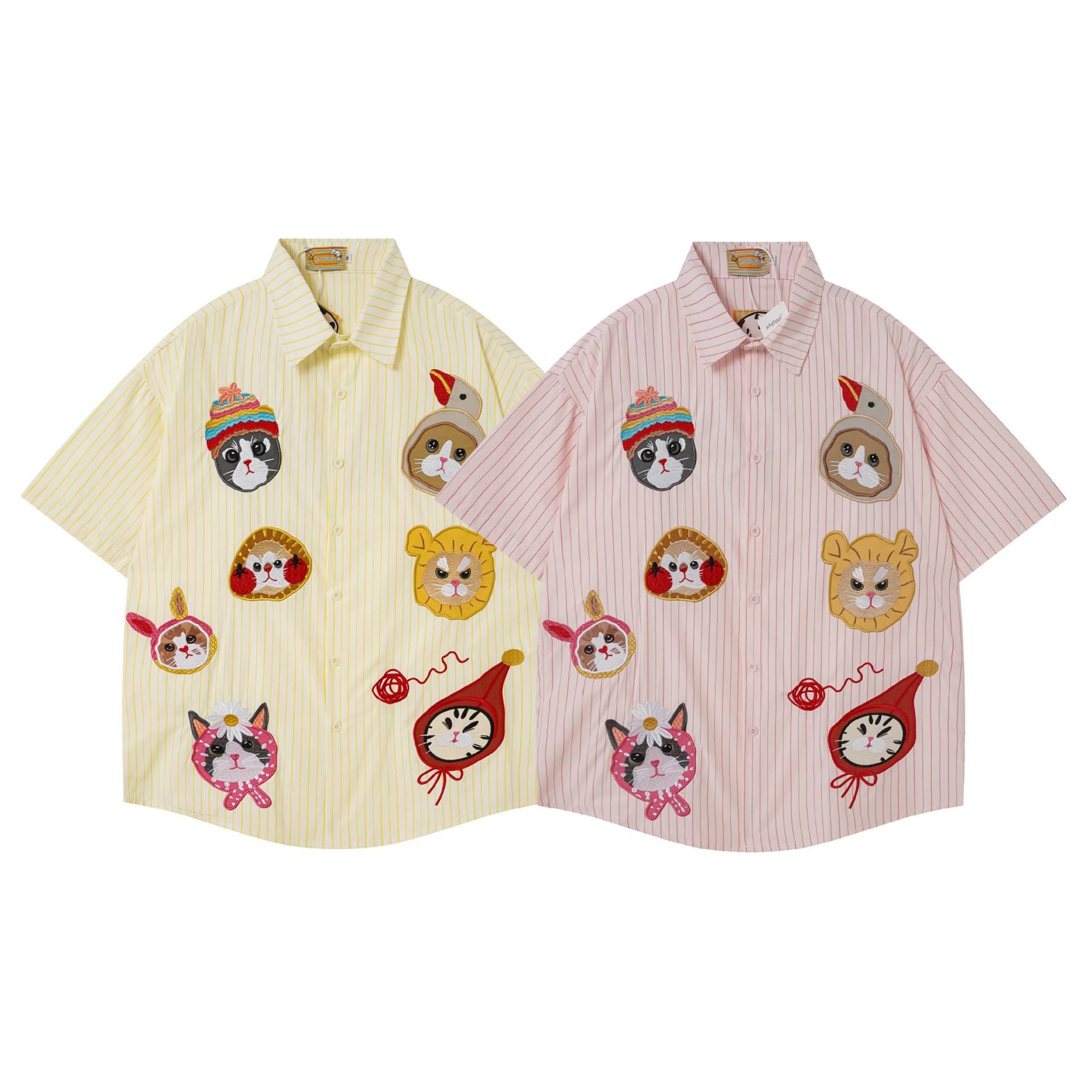 Cat portrait embroidered short sleeved shirt — image 6