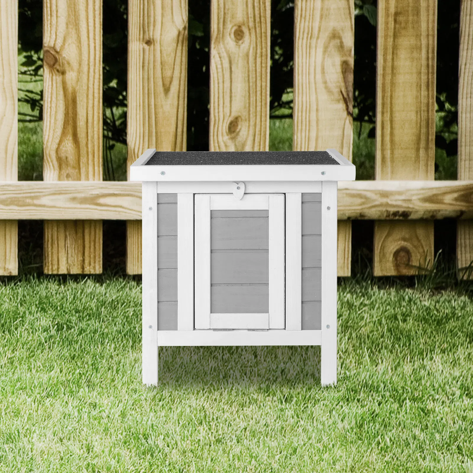 20" Wooden Waterproof Rabbit Hutch Pet Bunny Small Animal House Habitat Gray — image 3