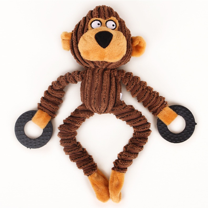 Plush de mascotas alivia estrés, es resistente a mordiscos y dientes que trituran, produce sonido y es un juguete para perros que limpia los dientes y absorbe olores. Figura en forma de mono vaca — imagen 2