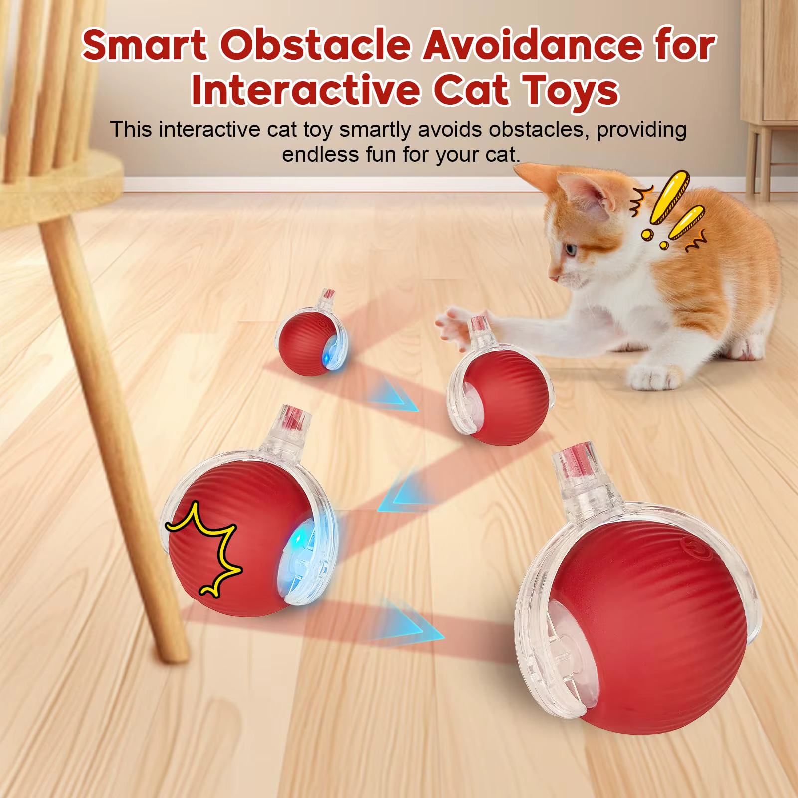 Interactive Dog Cat Toy Ball, Automatic Moving Bouncing Rolling, Pet Smart Chase Ball Rechargeable, Enrichment Toys — image 5