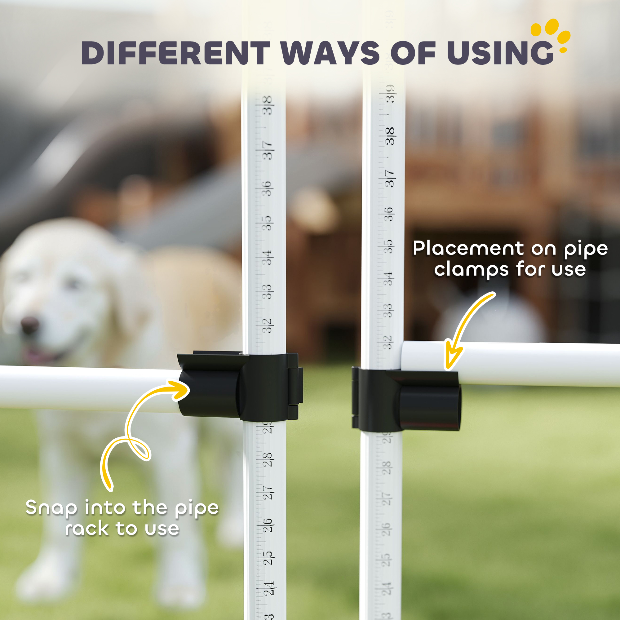 Equipo de Entrenamiento de Agilidad para Perros de 4 Piezas para Curso de Agilidad Canina, con Barras de Salto de Altura Ajustable, Bolsa de Transporte Incluida y Barra Superior Desmontable, Blanco — imagen 3