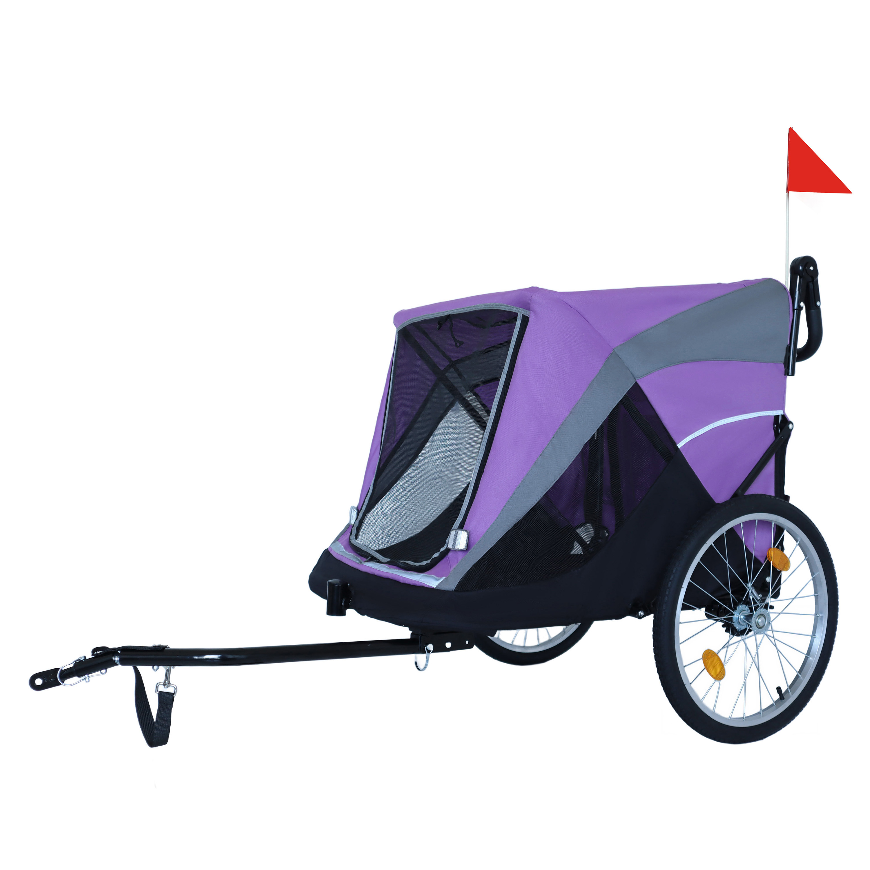 Remolque de Bicicleta y Carrito de Empuje 2 en 1 para Mascotas - Incluye Enganche de Bicicleta Desmontable y Mango de Empuje - Rueda de Liberación Rápida, Correa Interna, Doble Portavasos y Bolsa de Almacenamiento Inferior, Soporta Mascotas de Hasta 100 lbs — imagen 14