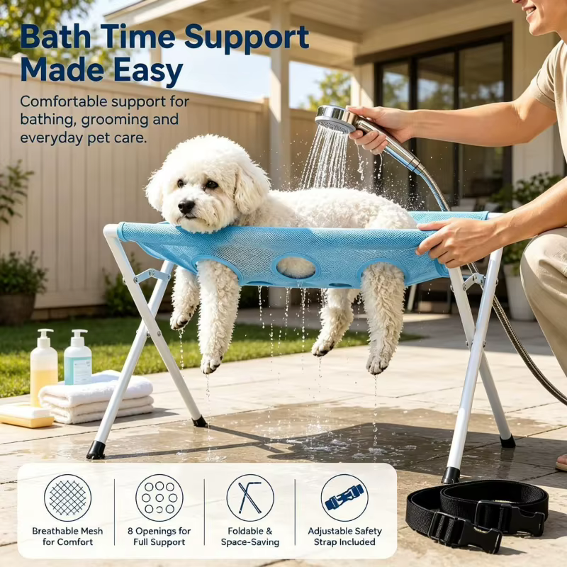 Pet Grooming Hammock—Pet Bathing and Grooming Bed for Cats and Dogs; Foldable, Scratch- and Bite-Resistant Grooming Stand — image 1