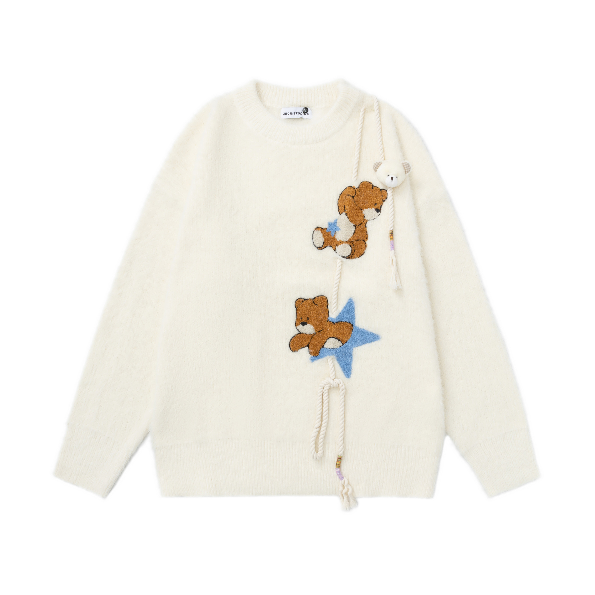 Cartoon teddy bear embroidered sweater — image 7