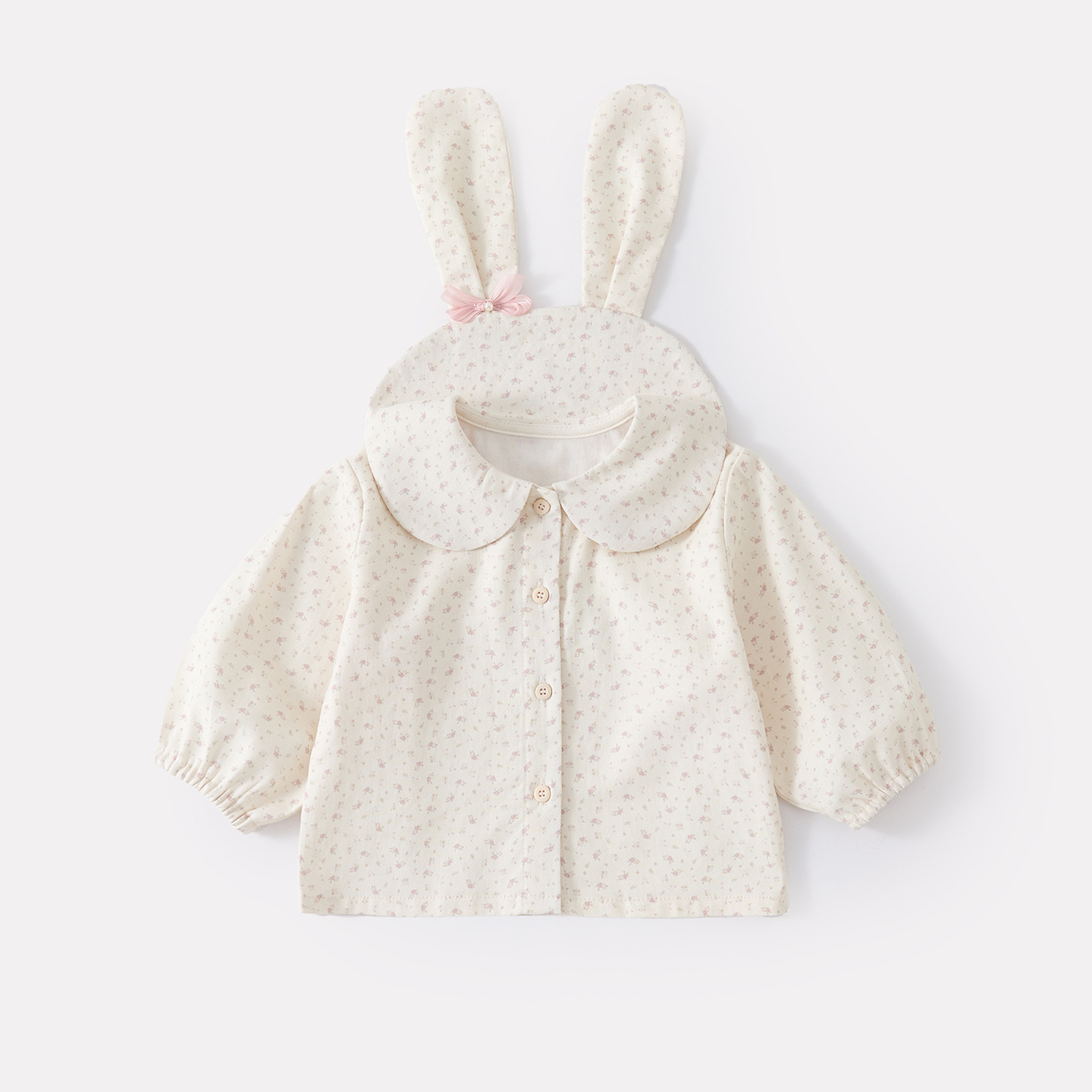 Baby Girl Sweet Floral Bunny Doll Shirt Set, Bow Top with Bottoms Two-Piece Outfit — image 7