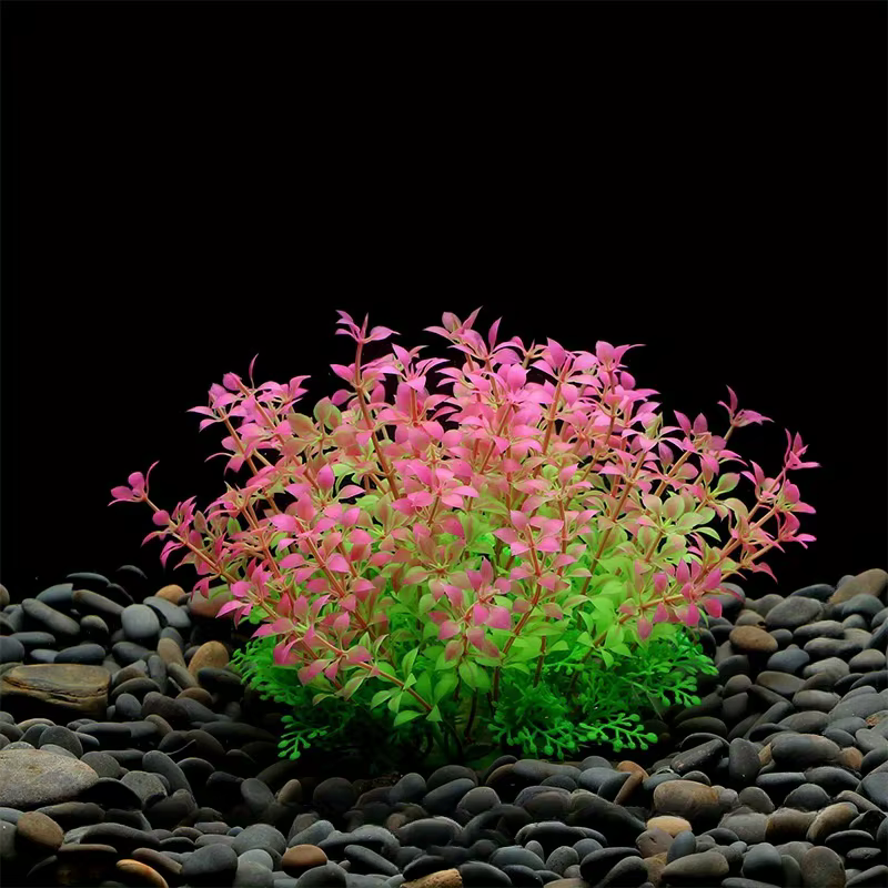 Decoración para pecera de acuario, plantas artificiales de plástico ornamentales, pasto acuático falso, decoración verde simulada — imagen 5