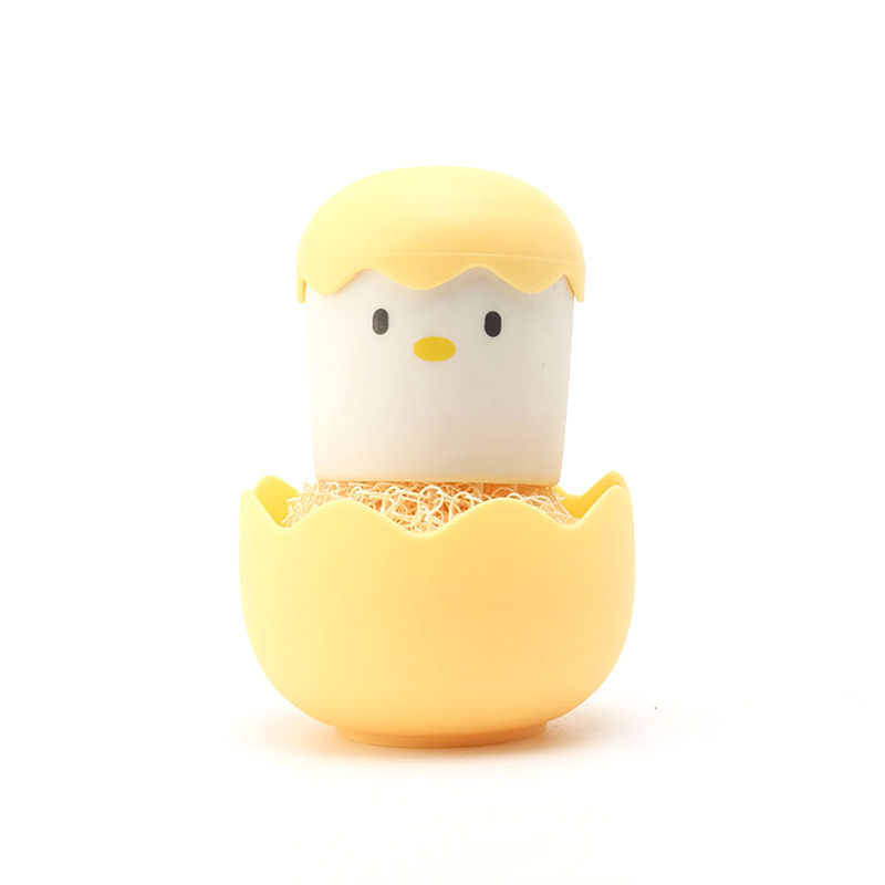 Pincel de limpieza nano con mango, cepillo para platos y ollas divertido, forma de huevo de pollo desmontable sin perder el cable — imagen 3