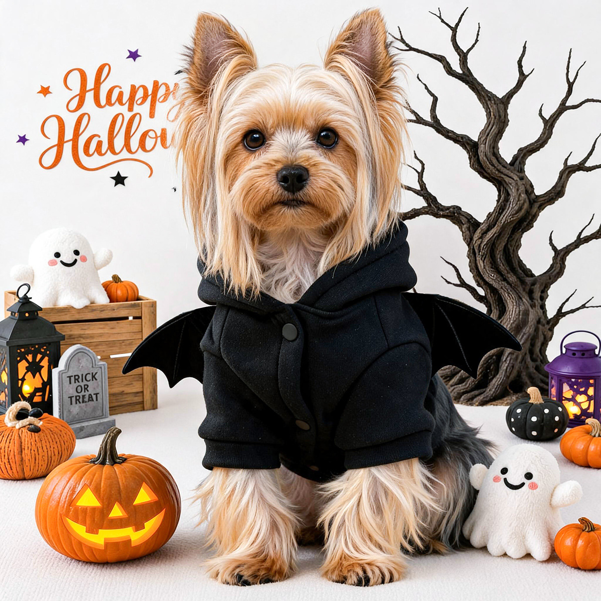 Cute Pet Clothing for Dogs and Cats, Halloween Funny Bat Hoodie, Small Dog Clothes — image 3