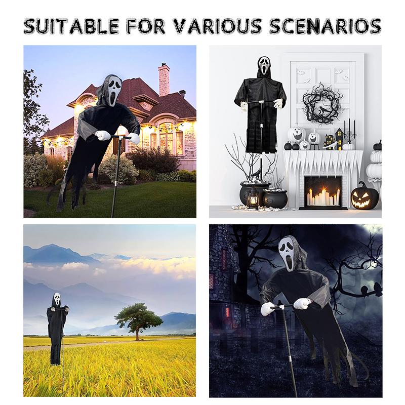Scary Halloween Ghost Robe Costume with Crow Prop – Horror Phantom Cloak Dress for Men, Women & Cosplay — image 4