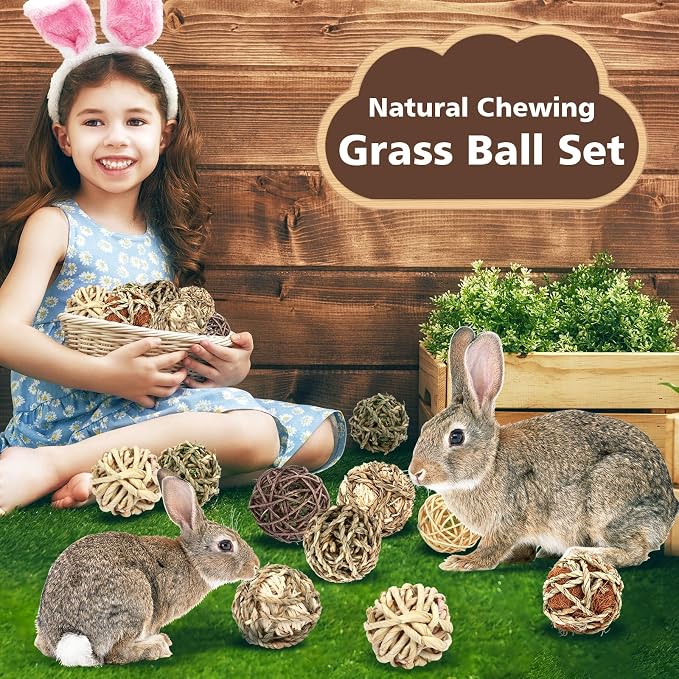 8-Piece Bunny Rabbit Grass Chew Balls, Rolling Natural Chew Toys For Small Animals And Dental Enrichment — image 4