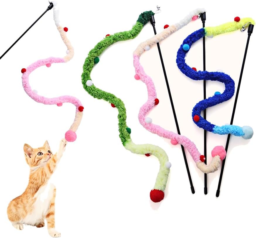 Cat Toys Plush Srtip Cat Wands Interactive Cat Toys Colorful Cat Teaser Wands Interactive Cat Toys For All Breed Sizes — image 1