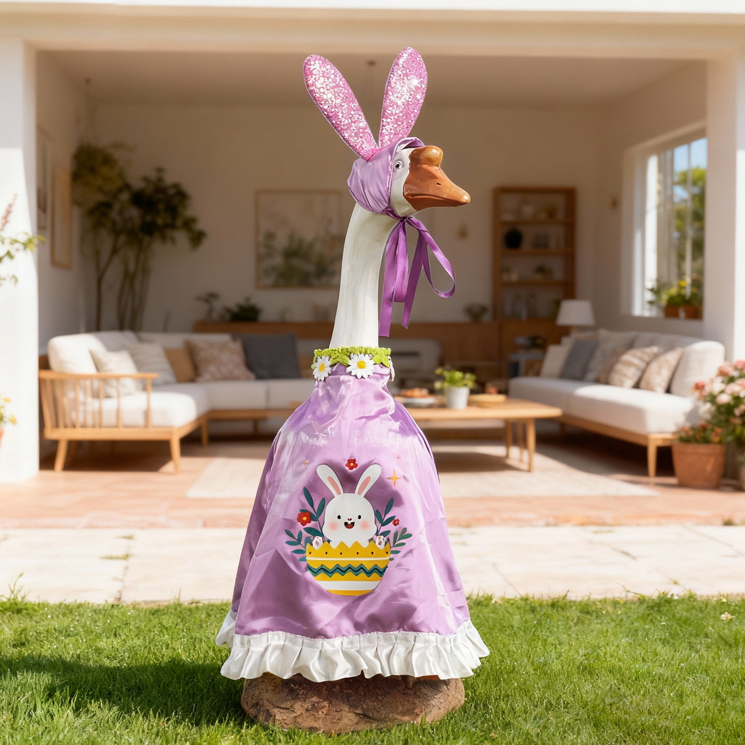 Decoración de Ganso Blanco para Pórtico de Navidad y Pascua, Cambiable con Concha de Conejo — imagen 9