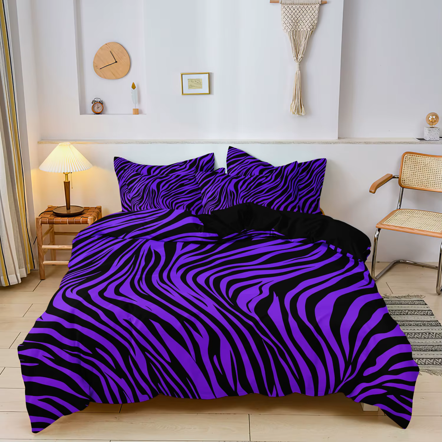 3pcs Bedding Set Rose Red Zebra Print Leopard Print Digital Print Duvet Cover Set, Digital Print, Using A Family Hotel Dormitor — image 5