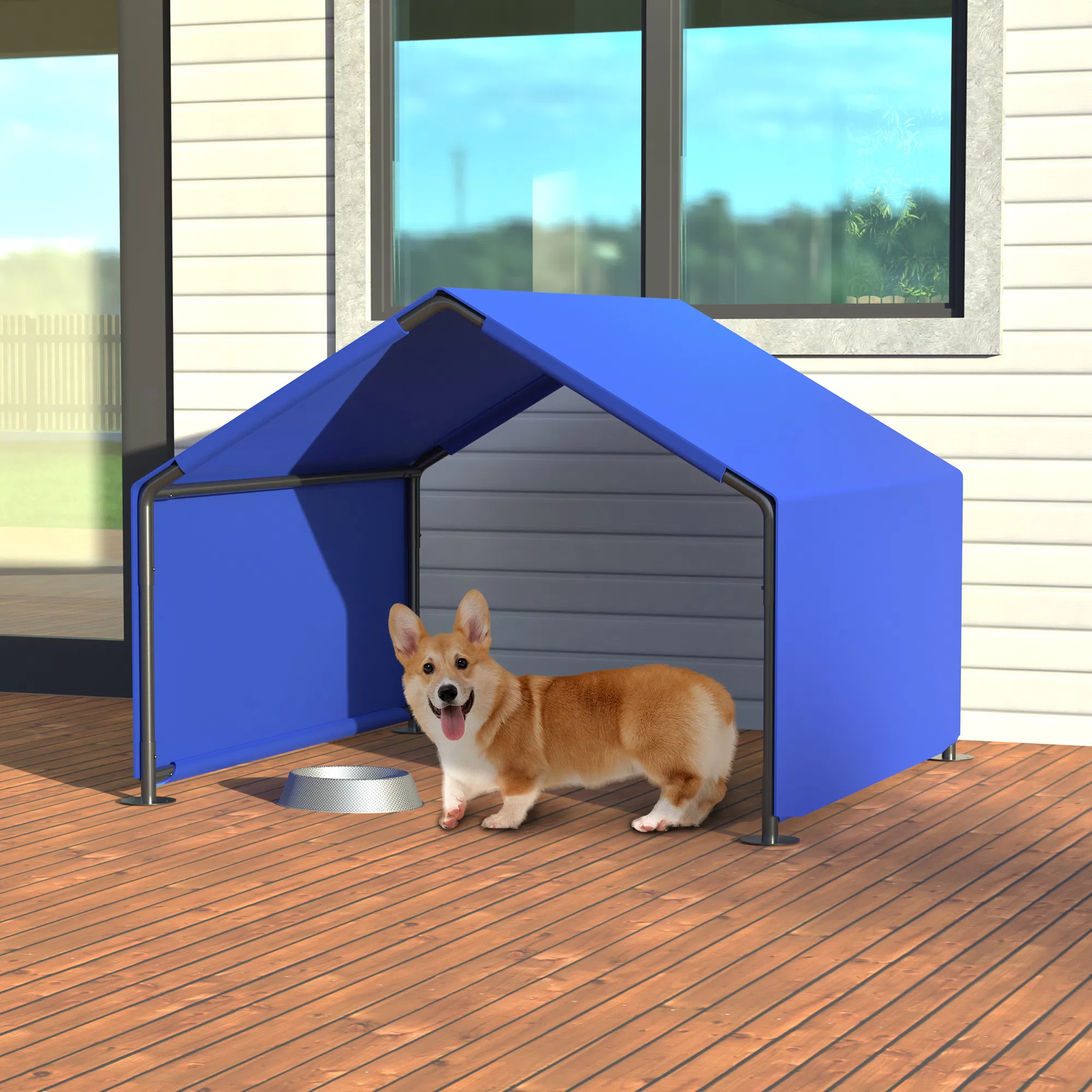 Dog Shade Shelter Outdoor Tent for Small Medium Dogs, Waterproof Sun Protection Pet House for Dogs, Small Animals and Livestock, Blue — image 8