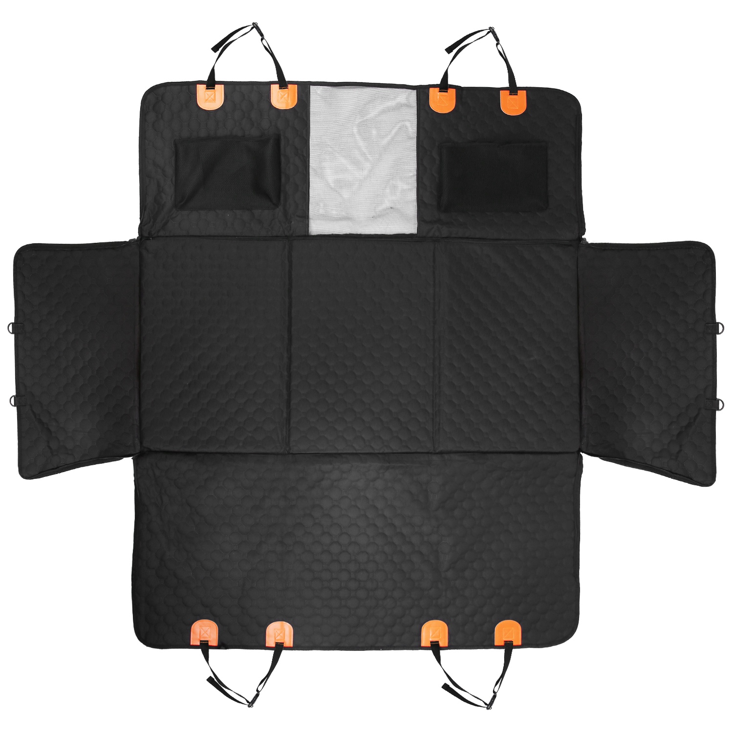 Cubierta de Asiento para Perros con Ventana de Malla y Bolsas de Almacenamiento con Cerradura, 600D Tela de Cuero de Oso Impermeable con Deslizadores para Coches, Camiones y SUVs — imagen 7
