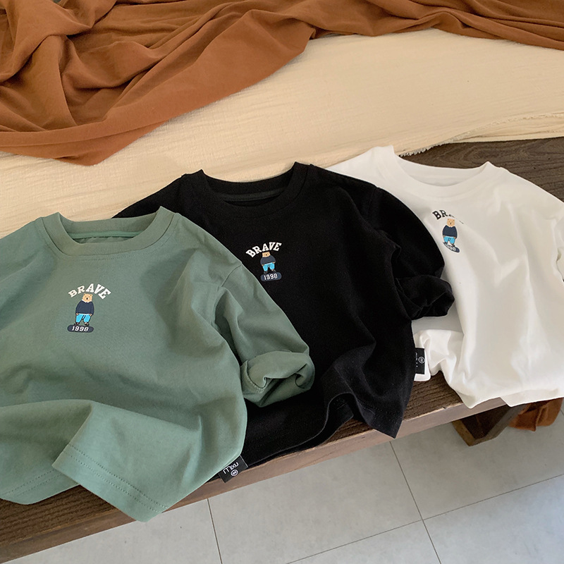 Cartoon top teddy bear round neck base shirt — image 2