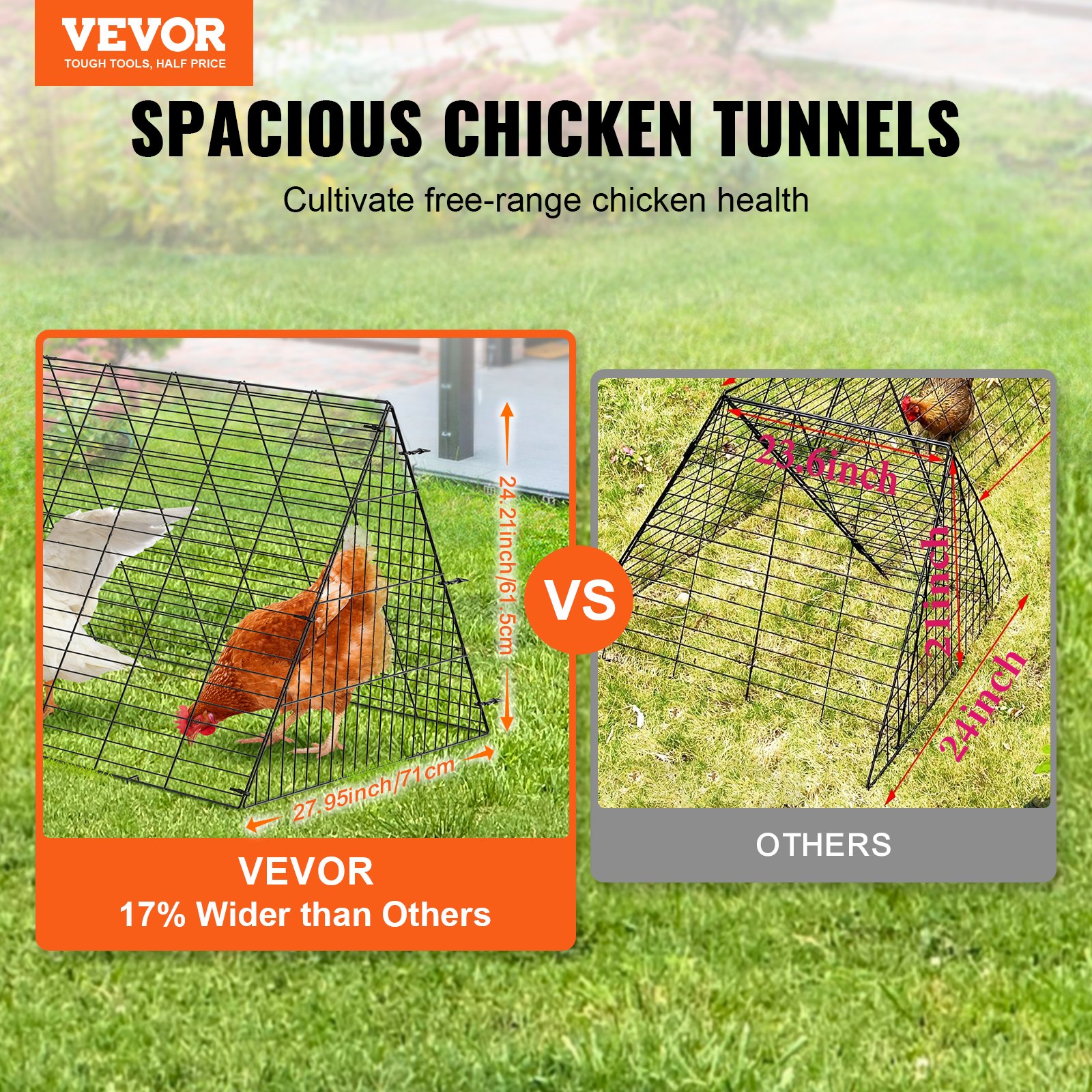 Chicken Tunnels, 236.2 X 157.5 X 24.2 Inch(LxWxH) Chicken Tunnels For Yard, Portable Chicken Tunnels For Outside With Corner Frames, 2 Sets, Suitable For Chickens, Ducks, Rabbits — imagen 4