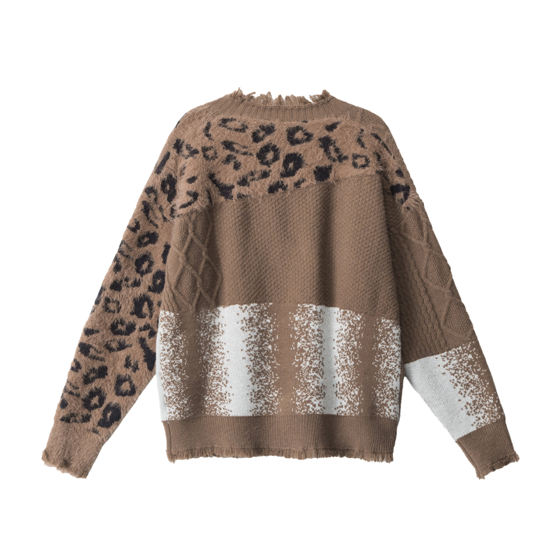 Tassel fringed leopard print color blocked jacket — image 3