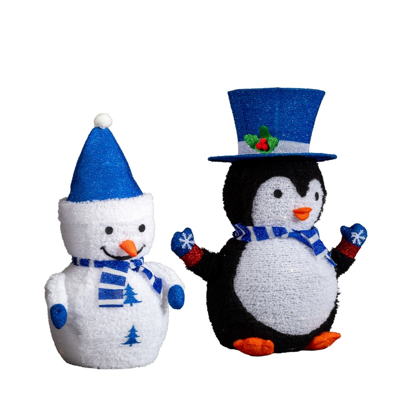 Conjunto de 2 Decoraciones Navideñas con Iluminación LED para Pinguinos y Papá Noel, Decoración Pre-iluminada que Se Levanta con 100 Luces Blancas Calientes para Decorar Navidad Exterior e Interior — imagen 10