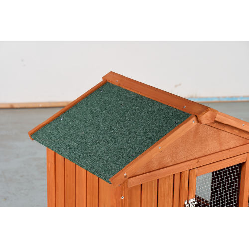 Caja de Jaula para Conejos Grande, 2 Niveles Exterior con Techo Impermeable Asfalto, Rampita Retirable y Caja de Madera para Conejos, Pollos y Pinos (Marrón y Verde) — imagen 8