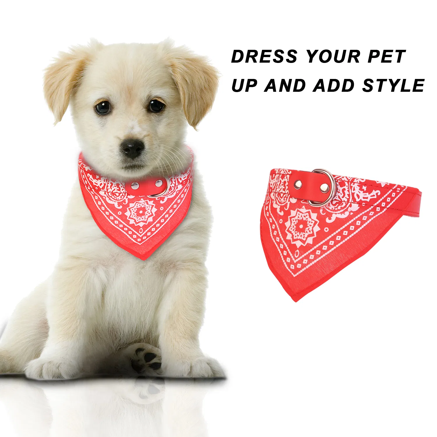 Adjustable Bandana Leather Pet Collar Triangle Scarf — image 8