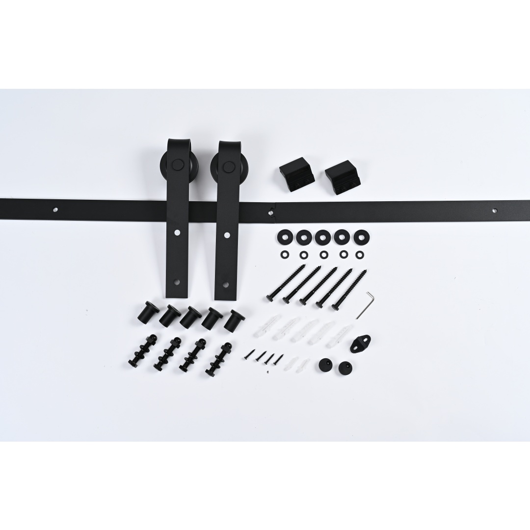 Kit de Hardware para Puertas Corredoras de Estilo Granja doble con Polea J Básica, Desliza Silenciosamente y Suavemente, Instalación Fácil 8 pies de Vía para Paredes de 20-24 pulgadas de Ancho — imagen 4