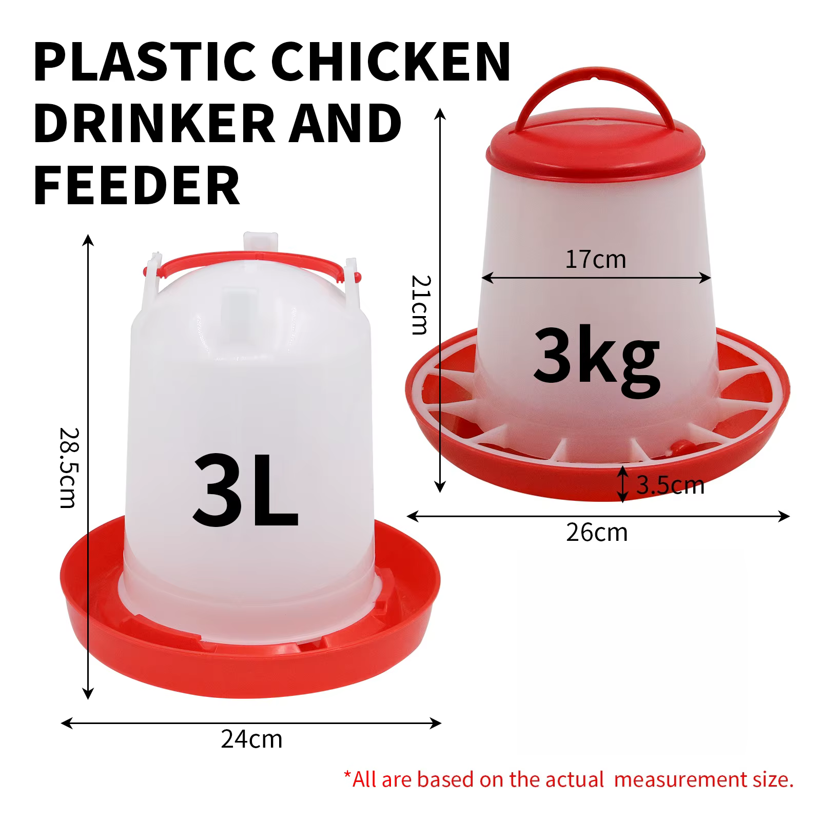 Alimentador y Bebedero de Pollo +3L Dispensador Automático de Agua y Alimento, Cubeta de Alimento y Agua para Pollos — imagen 1