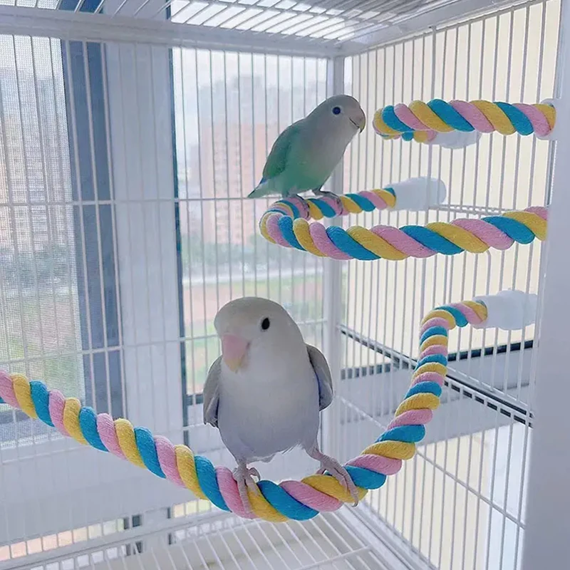 Pet Bird Bite Toys Parrot Color Cotton Rope Toys Elastic Parrot Climbing Toys Sturdy Bird Swing Harness Cage Pet Toy Swing Stand — image 1