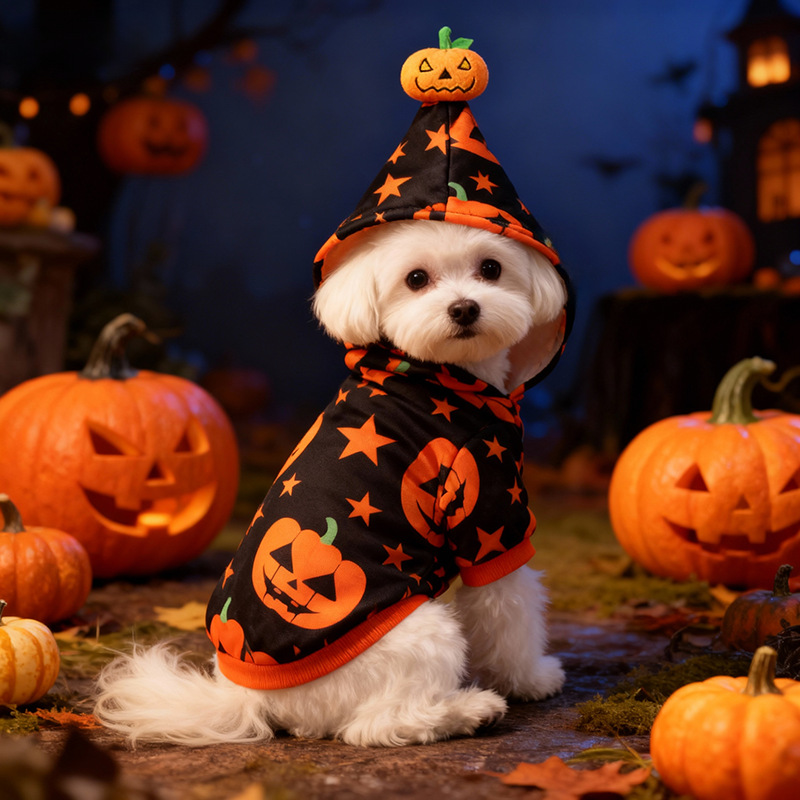 Halloween Pet Dog Clothes Cat Dog Halloween Pumpkin Two-Legged Hoodie Sweatshirt for Medium and Small Dogs Teddy — imagen 4