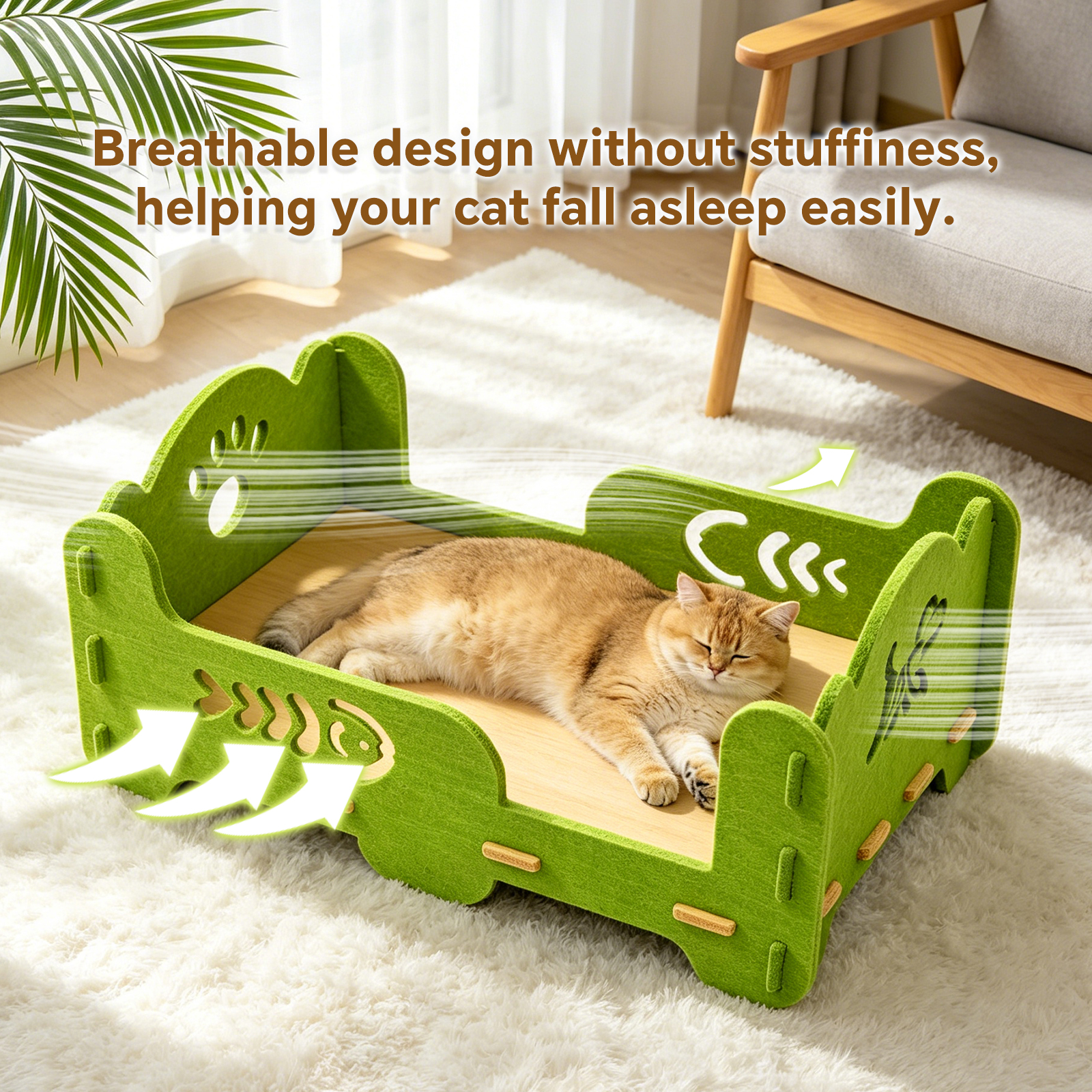 Cama para Gatos Elevada de Feltro: Caja de Descanso Abierta con Plataforma Respirable para Pequeños y Medianos Felinos — imagen 1