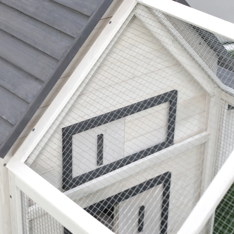 Chicken Coop Wooden Chicken House Rabbit Hutch Poultry Cage Hen Pen With Nesting Box, Ramp, Run — imagen 9