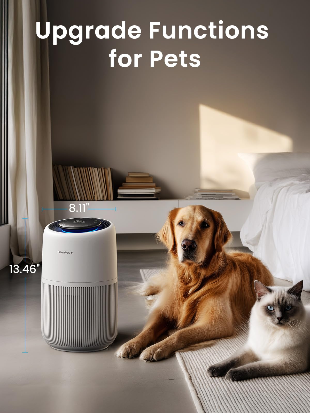 Pet Air Purifier Enhanced Activated Carbon Air Intake For Hair Odor Dander Allergies, 5-Stage H13 True HEPA, Pet Pre-Filter PM2.5 Auto Mode For Bedroom HomeP — image 5