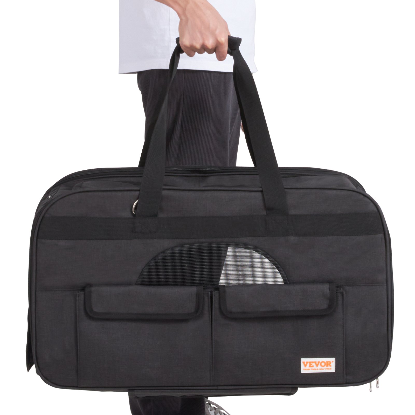 Cat Carrier With Wheels, Rolling Pet Carrier With Telescopic Handle And Shoulder Strap, Dog Carrier With Wheels For Pets Under 35 Lbs, With 1 Folding Bowl, Black — imagen 10