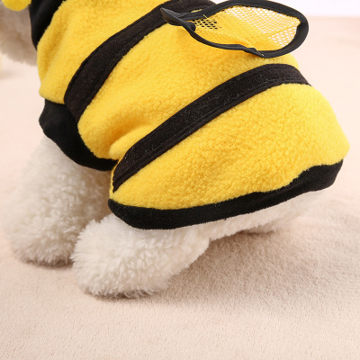Pet Clothes Cute Bee Dress Dog Clothes Teddy Two-legged Dog Clothes Hooded Fleece — image 3