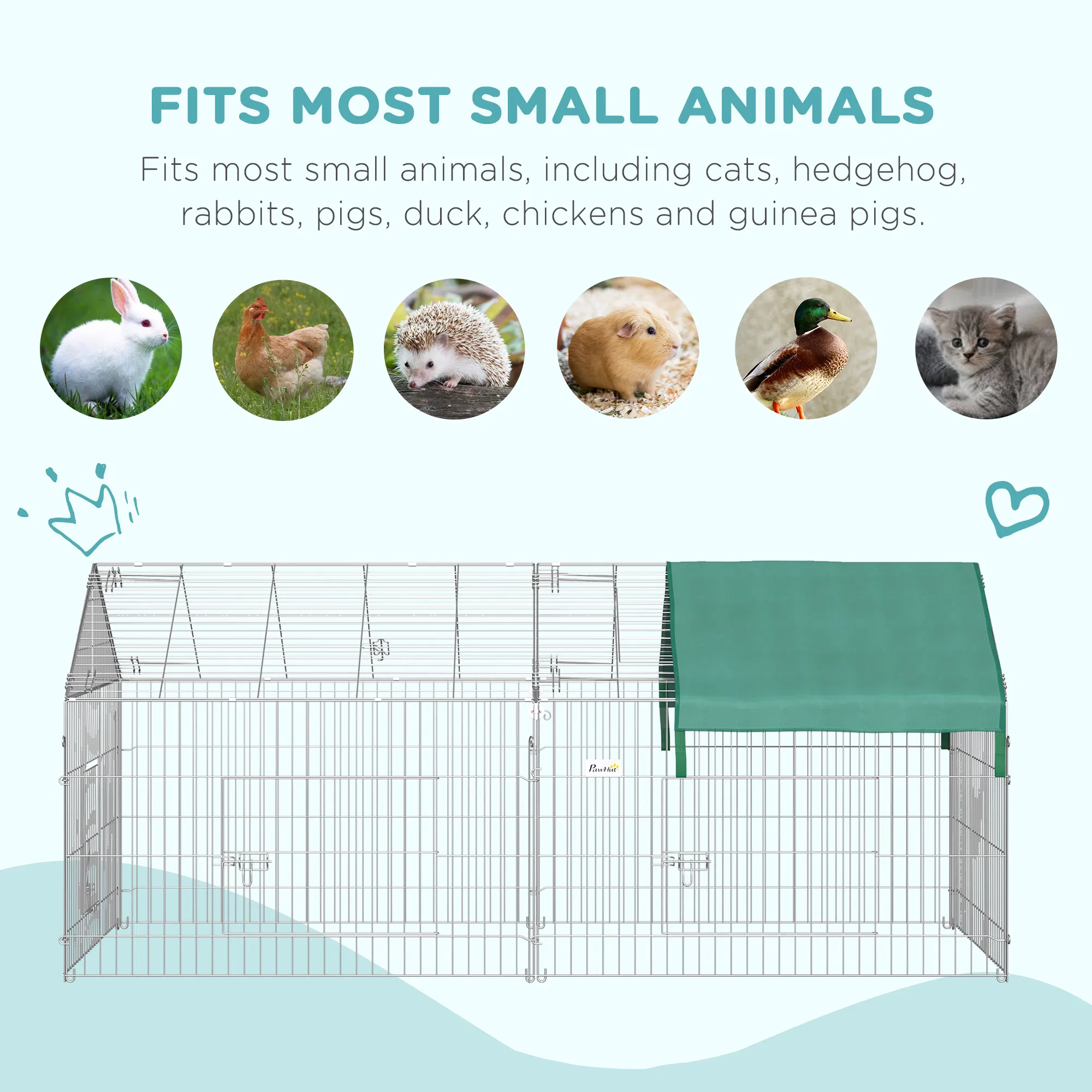 87x41x41-IN Catio Rabbit Guinea Pig Cage Chicken Coop Run, Small Animal Enclousure Outdoor Indoor with Cover and Multiple Doors, Green — image 3