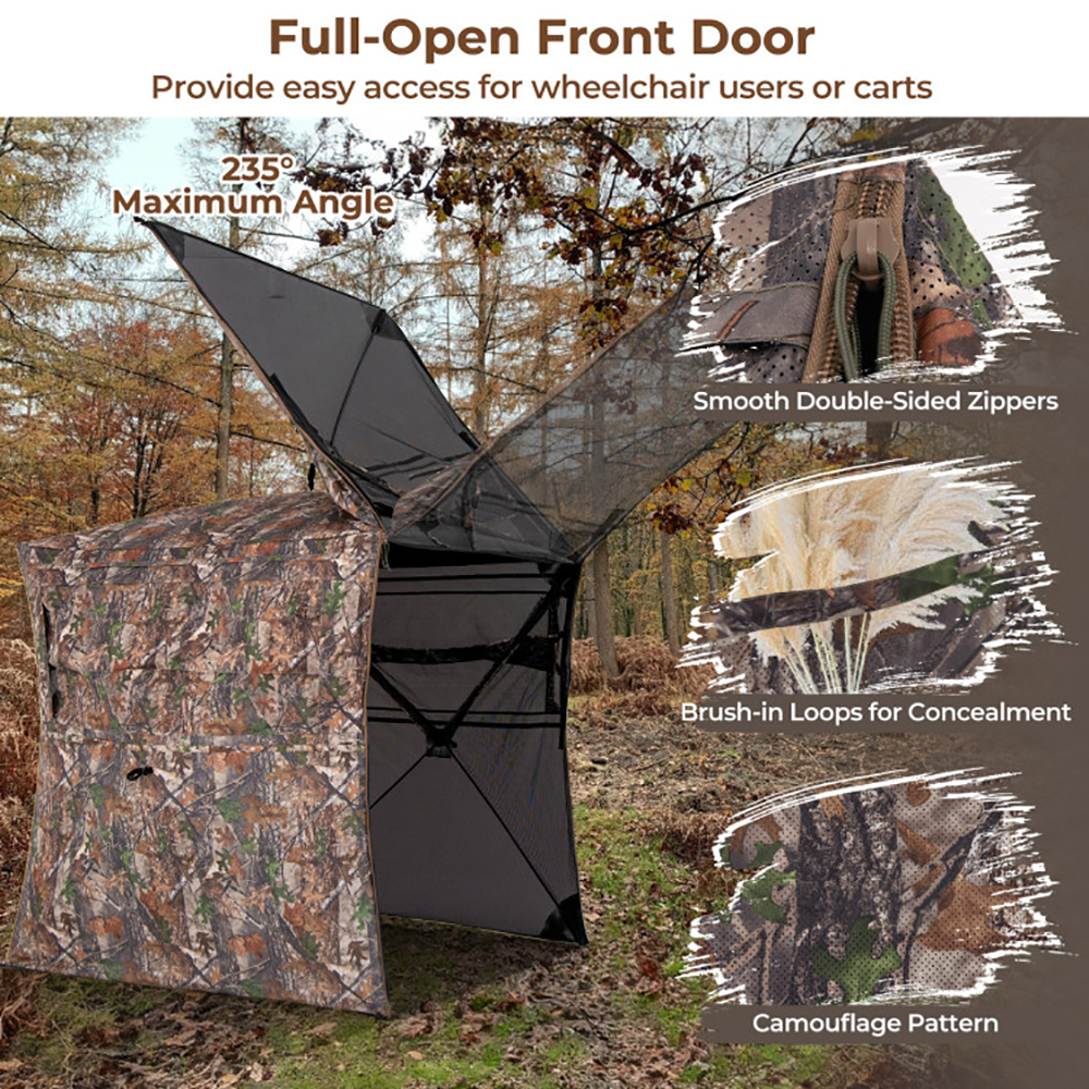 Hunting Blind 360 Degree One-Way See-Through Ground Blind For 2-3 Person — image 4