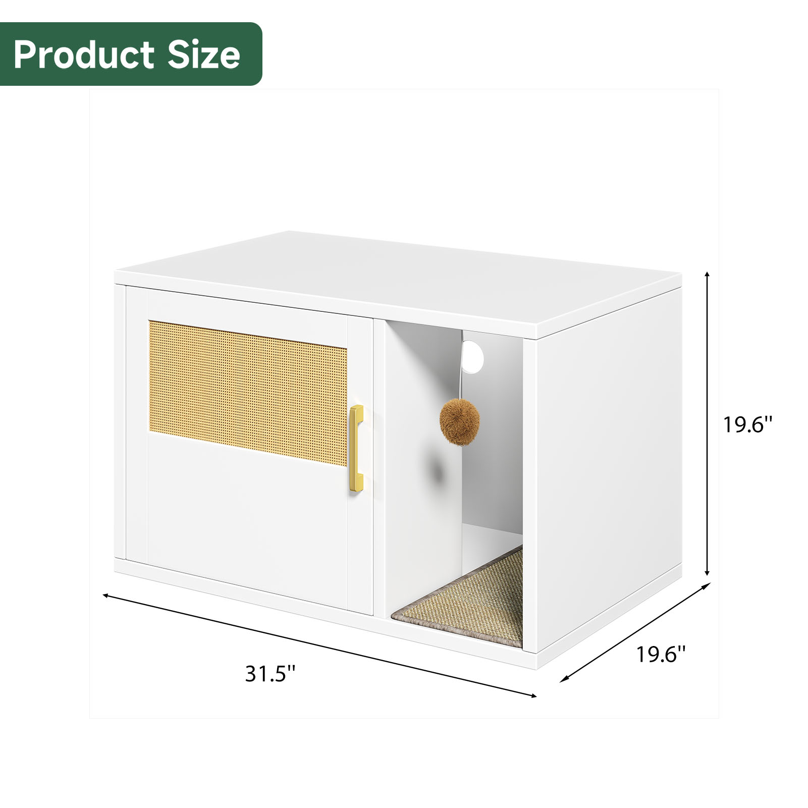 Caja de Limpieza para Gatos Multifuncional de Diseño Blanco Moderno Casa para Gatos con Lavabo y Mesa de Sílabo para Dormitorio y Salón — imagen 39