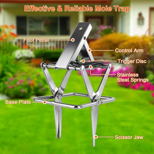 2PCS Easy Setup Mole Traps Outdoor Reusable Scissor Mole Gopher Rodent Control Trap Solid Metal Material For Lawn Garden Yard — image 7
