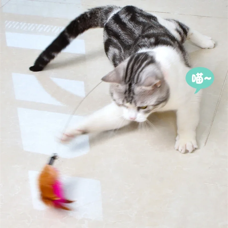 Interactive Cat Toy Self-hi Game for Cats Feather Teaser Stick with Bell Cat Teaser Stick Collar Kitten Playing Pet Accessories — image 4