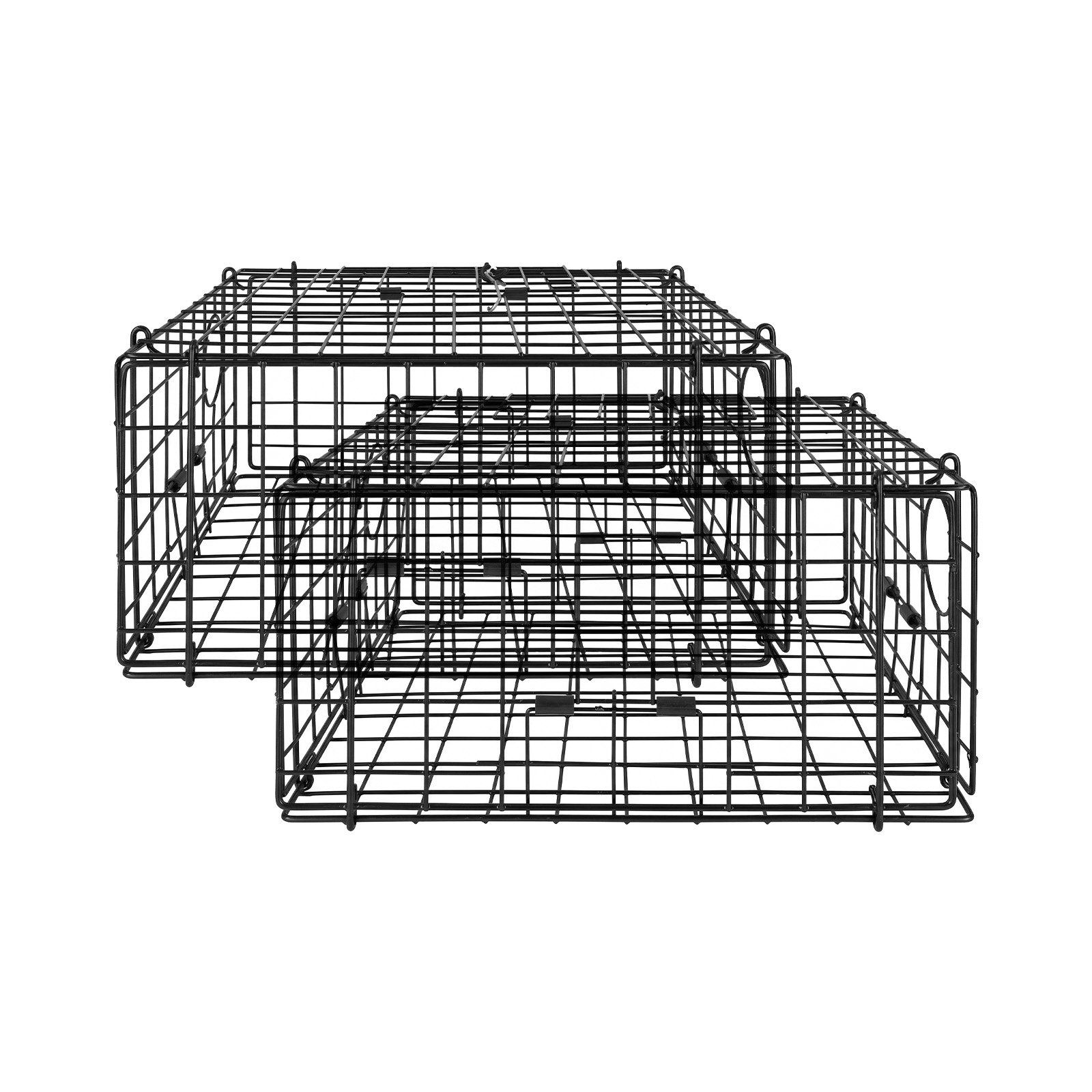 Crab Trap, 2 Packs, 24.4x24.4x11.8 Inch Heavy Duty Large Crab Pot Trap For Dungeness, Black PVC Coated Wire Mesh For Stealth, With Gauge, Red White Float, 100ft Leaded Core Rope, And Gloves — image 1